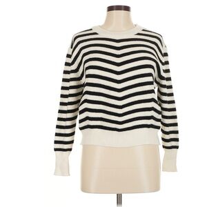 Elodie Black and White Striped Crewneck Sweater